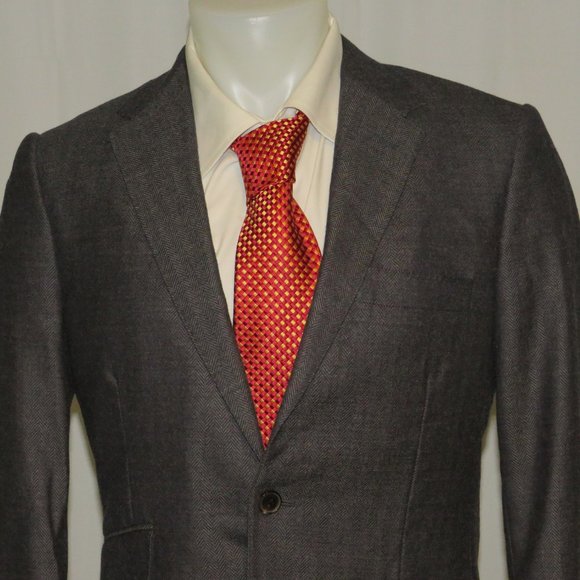 Miller's Oath Gray Herringbone Super 100 One Button Suit Jacket 39R - Picture 3 of 11
